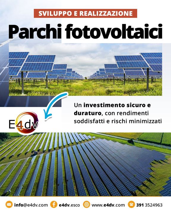 Forte dell’esperienza maturata, E4DV offre le sue competenze occupandosi dello sviluppo e della realizzazione di #parchi #fotovoltaici.