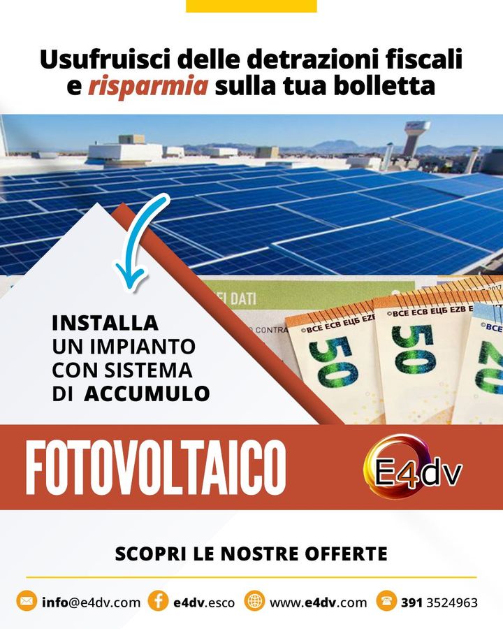 IMPIANTO FOTOVOLTAICO

Usufruisci delle detrazioni fiscali per installare un #impianto #fotovoltaico