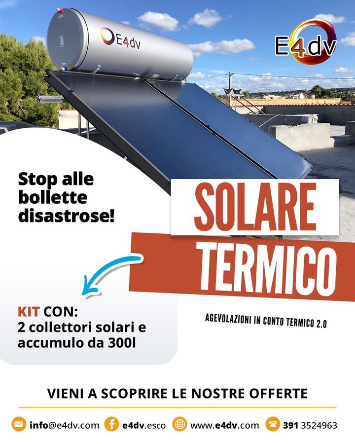 SOLARE TERMICO ☀️

Produci autonomamente l'acqua calda sanitaria installando un impianto