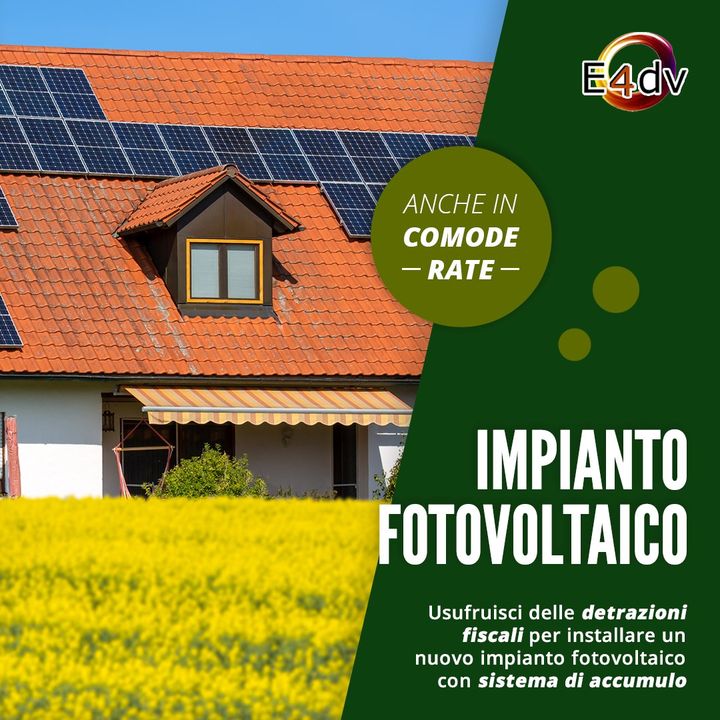 IMPIANTO FOTOVOLTAICO ANCHE A RATE 🏡

Risparmia con il sole! 🌞
Acquista