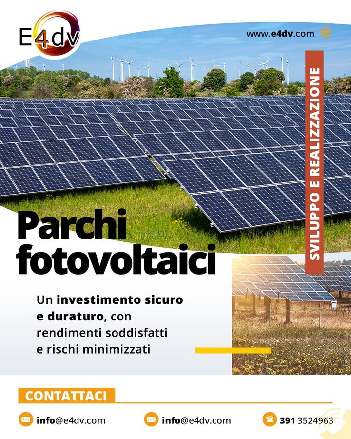 PARCHI FOTOVOLTAICI ☀️

E4DV offre le sue competenze occupandosi dello sviluppo