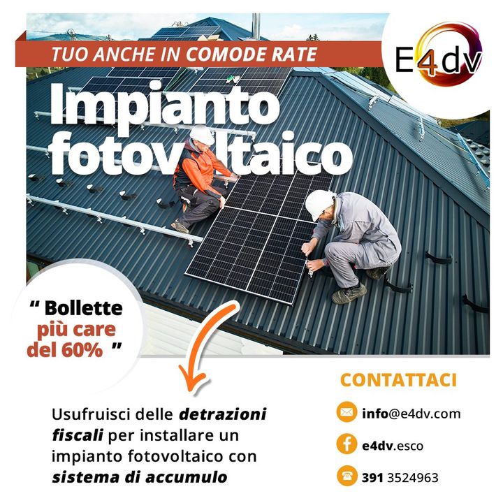 IMPIANTO FOTOVOLTAICO ANCHE A RATE 🏡

Stanco della solita bolletta salata?